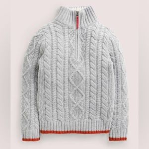 🐑 Mini Boden Grey HalfZip Cable Knit Sweater Sizes 4-5Y & 6-7Y 🐑